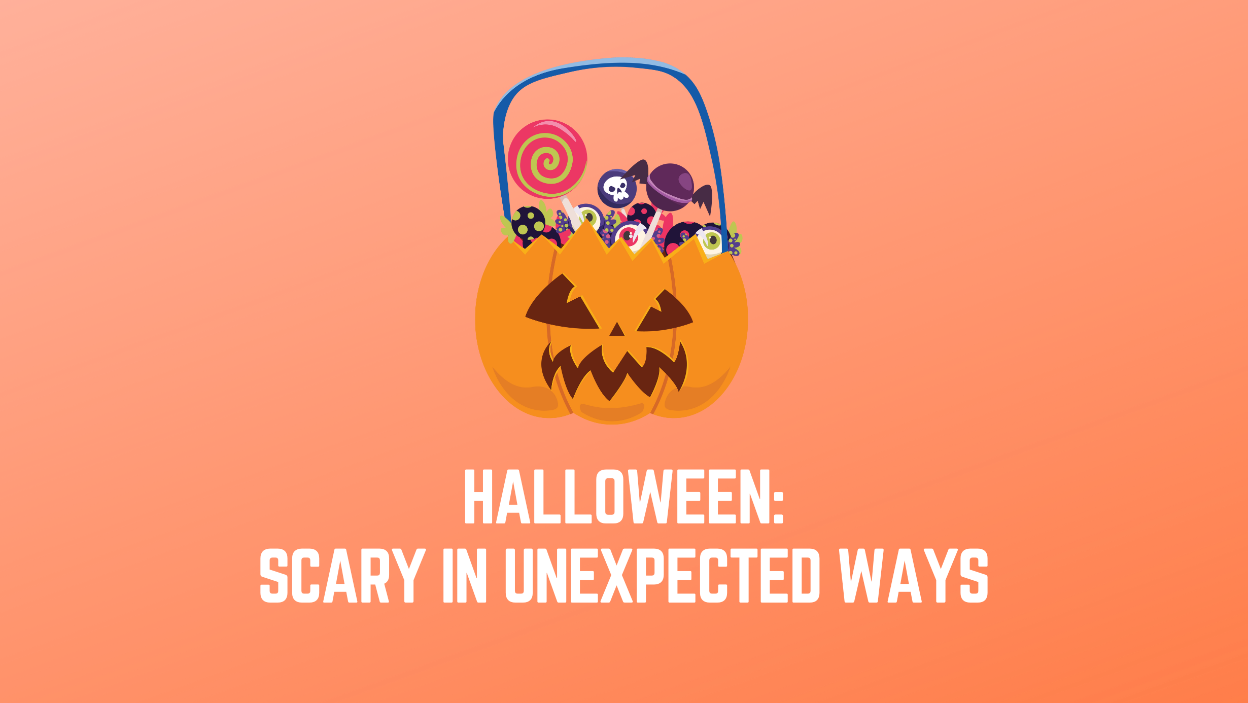 Halloween: Scary in Unexpected Ways. Scary jack-o'-lantern trick-or-treating container contains candy that needs to be checked for food allergy safety